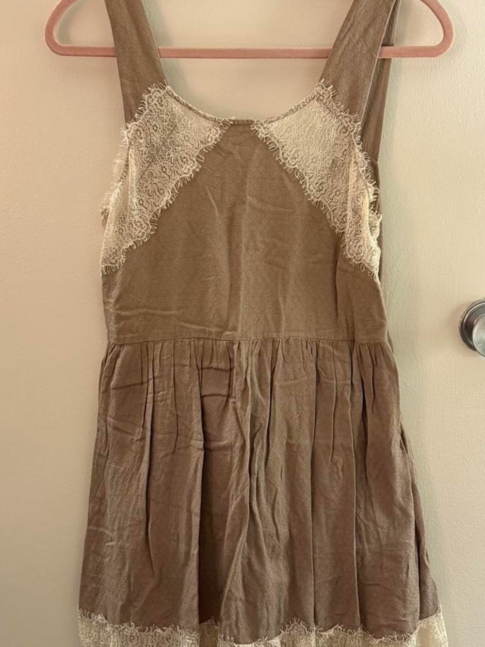 Free People beige lace mini dress